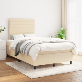 Cama box spring con colchón tela color crema 120x200 cm de , Camas y somieres - Ref: Foro24-3141846, Precio: 424,73 €, Descue...