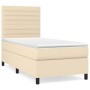 Cama box spring con colchón tela color crema 100x200 cm de , Camas y somieres - Ref: Foro24-3141838, Precio: 389,45 €, Descue...