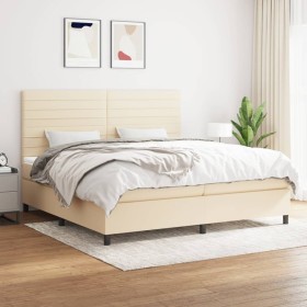 Box spring bed with cream fabric mattress 200x200 cm by , Beds and slatted bases - Ref: Foro24-3141886, Price: 673,73 €, Disc...