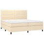 Cama box spring con colchón tela color crema 200x200 cm de , Camas y somieres - Ref: Foro24-3141886, Precio: 695,11 €, Descue...