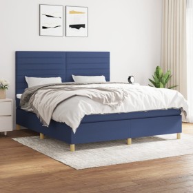 Box spring bed with blue fabric mattress 180x200 cm by , Beds and slatted bases - Ref: Foro24-3142439, Price: 604,60 €, Disco...