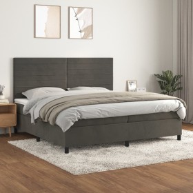 Box spring bed with dark gray velvet mattress 200x200 cm by , Beds and slatted bases - Ref: Foro24-3143104, Price: 699,07 €, ...