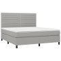 Box spring bed with light gray fabric mattress 180x200 cm by , Beds and slatted bases - Ref: Foro24-3141873, Price: 590,98 €,...