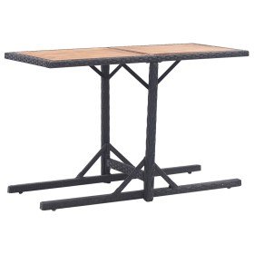 Solid acacia wood garden table with black synthetic rattan by , Garden tables - Ref: Foro24-46456, Price: 67,76 €, Discount: %