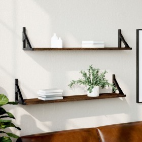 Wall shelves 2 units engineered wood brown oak 80x15x15.5cm by , Shelves and shelves - Ref: Foro24-836332, Price: 35,76 €, Di...