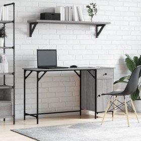 Computer desk made of Sonoma grey wood, 131x48x75 cm. by , Desks - Ref: Foro24-836221, Price: 79,99 €, Discount: %