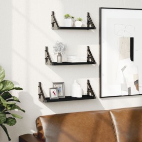 Wall shelves 3 pcs black engineered wood by , Shelves and shelves - Ref: Foro24-836318, Price: 23,15 €, Discount: %