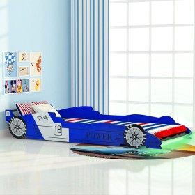 Children's bed in the shape of a racing car and LED 90x200 cm blue by vidaXL, Cribs and beds for children - Ref: Foro24-24393...