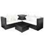 Set de muebles de jardín 4 pzas y cojines ratán sintético negro de vidaXL, Conjuntos de jardín - Ref: Foro24-42893, Precio: 4...