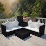 4-teiliges Gartenmöbel-Set und Kissen aus synthetischem Rattan schwarz von vidaXL, Gartensets - Ref: Foro24-42893, Preis: 450...