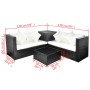 Set de muebles de jardín 4 pzas y cojines ratán sintético negro de vidaXL, Conjuntos de jardín - Ref: Foro24-42893, Precio: 4...