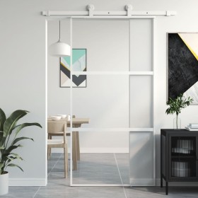 White tempered glass and aluminum sliding door 102.5x205 cm by , Doors for the home - Ref: Foro24-155206, Price: 155,65 €, Di...