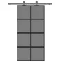 Tempered glass and black aluminum sliding door 102.5x205 cm by , Doors for the home - Ref: Foro24-155227, Price: 211,39 €, Di...