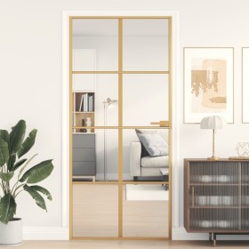 Golden interior door tempered glass and aluminum 93x201.5cm by , Doors for the home - Ref: Foro24-155142, Price: 195,99 €, Di...