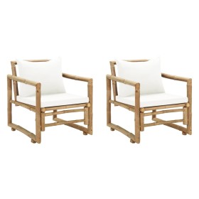 Garden chairs with cushions 2 units bamboo by vidaXL, Garden chairs - Ref: Foro24-43158, Price: 221,74 €, Discount: %