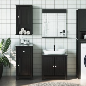 Juego de muebles de baño BERG 4 pzas madera maciza pino negro de , Muebles de baño - Ref: Foro24-3206503, Precio: 316,99 €, D...