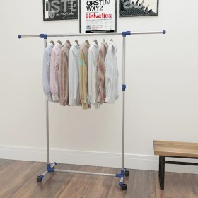 Adjustable stainless steel coat rack 165x44x150 cm silver by vidaXL, Dresser Organizers and Bar Hangers - Ref: Foro24-245625,...