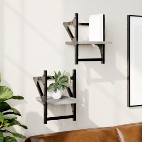 Wall shelves with bars 2 pcs Sonoma gray 20x25x30 cm by , Shelves and shelves - Ref: Foro24-836231, Price: 17,99 €, Discount: %