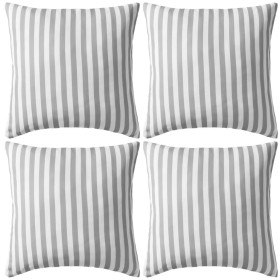 Striped outdoor cushions 45x45 cm gray 4 units by vidaXL, Cushions - Ref: Foro24-132310, Price: 51,99 €, Discount: %