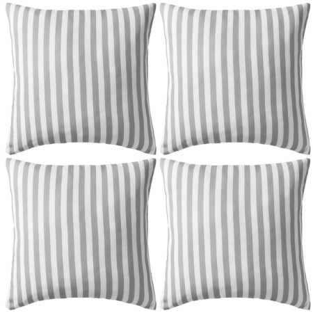 Striped outdoor cushions 45x45 cm gray 4 units by vidaXL, Cushions - Ref: Foro24-132310, Price: 53,99 €, Discount: %