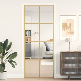 Golden interior door tempered glass and aluminum 83x201.5cm by , Doors for the home - Ref: Foro24-155141, Price: 187,99 €, Di...