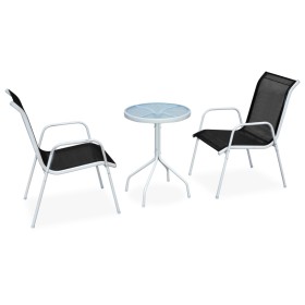 Garden bistro table and chairs 3 pieces black steel by vidaXL, Garden sets - Ref: Foro24-43314, Price: 86,99 €, Discount: %