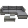 Set de muebles de jardín 5 pzas y cojines ratán sintético gris de vidaXL, Conjuntos de jardín - Ref: Foro24-42741, Precio: 48...