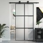 Tempered glass and black aluminum sliding door 102.5x205 cm by , Doors for the home - Ref: Foro24-155209, Price: 228,99 €, Di...