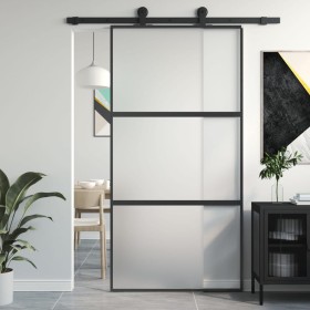 Tempered glass and black aluminum sliding door 102.5x205 cm by , Doors for the home - Ref: Foro24-155200, Price: 186,40 €, Di...