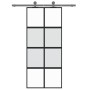 Puerta corredera vidrio templado y aluminio negra 90x205 cm de , Puertas para el hogar - Ref: Foro24-155223, Precio: 140,34 €...