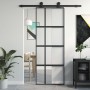 Tempered glass and black aluminum sliding door 76x205 cm by , Doors for the home - Ref: Foro24-155228, Price: 149,99 €, Disco...