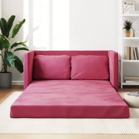 Sofá cama de suelo 2 en 1 terciopelo rojo tinto 122x204x55 cm de , Sofás - Ref: Foro24-353960, Precio: 231,99 €, Descuento: %