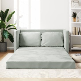 Floor sofa bed 2 in 1 light gray velvet 122x204x55 cm by , Sofas - Ref: Foro24-353957, Price: 224,46 €, Discount: %