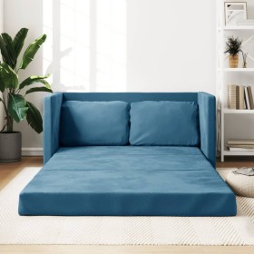 Floor sofa bed 2 in 1 blue velvet 122x204x55 cm by , Sofas - Ref: Foro24-353962, Price: 221,82 €, Discount: %