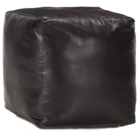 Black pouf 40x40x40 cm made of genuine goat leather by , Ottomans - Ref: Foro24-248128, Price: 143,99 €, Discount: %