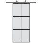 Puerta corredera vidrio templado y aluminio negra 90x205 cm de , Puertas para el hogar - Ref: Foro24-155208, Precio: 244,66 €...