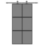 Sliding door made of tempered glass and black aluminum 102.5x205 cm by , Doors for the home - Ref: Foro24-155215, Price: 191,...