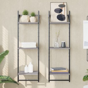 Wall shelves 3 levels bars 2 units gray Sonoma 30x25x100 cm by , Shelves and shelves - Ref: Foro24-836261, Price: 27,36 €, Di...