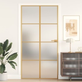 Interior door, golden, tempered glass, aluminum, 102.5x201.5 cm by , Doors for the home - Ref: Foro24-155147, Price: 203,05 €...