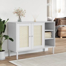 SENJA sideboard in white pine wood rattan look 112x40x80 cm by , Sideboards - Ref: Foro24-358029, Price: 119,99 €, Discount: %