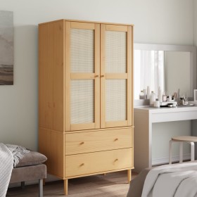 SENJA wardrobe with rattan look, made of brown pine wood, 90x55x175 cm. by , Wardrobes - Ref: Foro24-358034, Price: 283,13 €,...