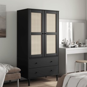 SENJA wardrobe with black pine wood rattan look 90x55x175 cm by , Wardrobes - Ref: Foro24-358036, Price: 333,90 €, Discount: %