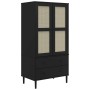 SENJA wardrobe with black pine wood rattan look 90x55x175 cm by , Wardrobes - Ref: Foro24-358036, Price: 319,77 €, Discount: %