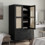 Armario SENJA aspecto de ratán madera pino negro 90x55x175 cm de , Armarios roperos - Ref: Foro24-358036, Precio: 372,97 €, D...