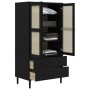 SENJA Kleiderschrank aus Kiefernholz in Rattanoptik schwarz 90x55x175 cm von , Kleiderschränke - Ref: Foro24-358036, Preis: 3...