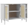 Aparador SENJA aspecto de ratán madera pino blanco 112x40x80 cm de , Aparadores - Ref: Foro24-358029, Precio: 120,66 €, Descu...