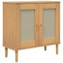 Aparador SENJA aspecto de ratán madera pino marrón 80x35x80 cm de , Aparadores - Ref: Foro24-358031, Precio: 82,07 €, Descuen...