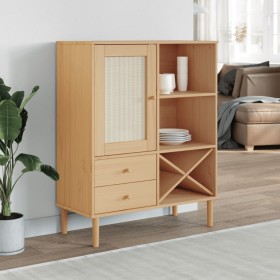 SENJA hohes Sideboard in Rattanoptik, braunes Holz, 90 x 40 x 112 cm von , Sideboards - Ref: Foro24-358052, Preis: 135,99 €, ...