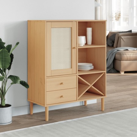 SENJA tall sideboard rattan look brown wood 90x40x112 cm by , Sideboards - Ref: Foro24-358052, Price: 136,00 €, Discount: %