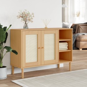 SENJA Sideboard Rattanoptik braunes Kiefernholz 112x40x80 cm von , Sideboards - Ref: Foro24-358028, Preis: 118,98 €, Rabatt: %